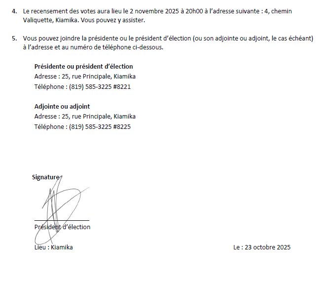 Avis Public scrutin 2