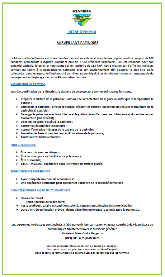 surveillant patinoire