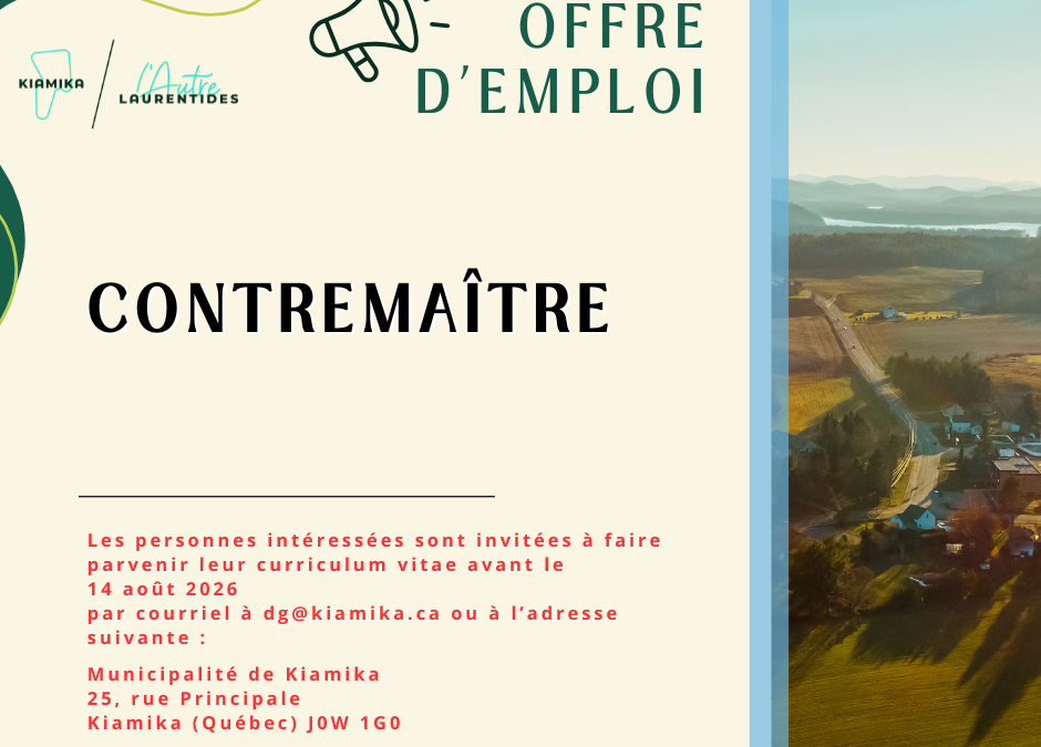 Offre d’emploi – Contremaître